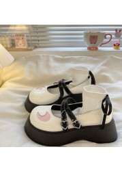 QWEEK Lolita Star Moon White Cute Platform Shoes Women Sneakers 2022 New Spring and Summer Flat Rubber Sole Vulcanize Fashion