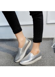 New Leather Women Fltats Casual Leather Shoes For Women Spring Summer Flat Shoes Ladies White Leather Loafers Zapatos Mujer