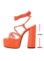 Meotina Women Shoes PU Leather Cross Strap Sandals Super High Heel Sandals Thin Heel Platform Women's Shoes Summer Green White