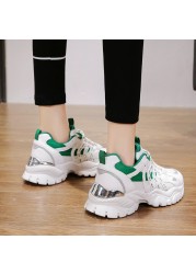 Rimocy 2022 Spring Women Platform Shoes Breathable Mesh Chunky Sneakers Women Spring Autumn Thick Bottom Lace Up Casual Shoes