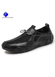 Men Casual Shoes Breathable Mesh Loafers Men Shoes Handmade Fashion Comfortable Outdoor Men Walking Sneakers Men Boat