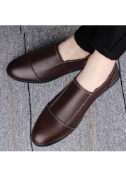 Summer outdoor soft men shoes leather loafers slip on comfortable driving shoes moccasins casual driving shoes