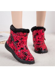 Rimocy Fashion Women Snow Boots Waterproof Flat Platform Warm Ankle Boots Woman Letter Winter Shoes 2021 New Plus Size 35-43