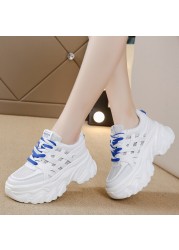 Lucifer Breathable Mesh Chunky Sneakers Women 2022 Comfortable Thick Bottom Vulcanized Shoes Woman Mixed Color Platform Shoes Mujer