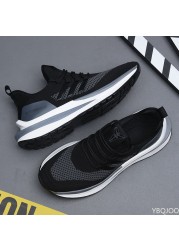 High quality summer male leisure flying knit shoes men's breathable net shoes fashion running men's casual shoes