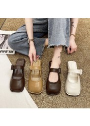 2022 New Fashion Summer Sandals Half Lazy Slippers Baotou Women Sandals Leisure Beach Style Beach Slippers Leather Slippers