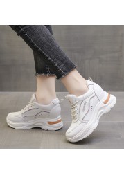 Rimocy 2022 New Fashion Women Chunky Sneakers PU Leather Platform White Shoes Woman Spring Autumn Thick Bottom Female Trainers