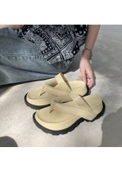 2021 new clip toe thick platform slippers women casual strap summer beach flip flops woman non-slip outdoor rome sandals