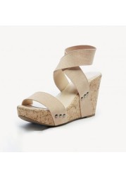 Women Sandals Platform Sandals High Heels Shoes Elastic Strap Gladiator Sandalia feminina Summer Wedge Heel sandalias