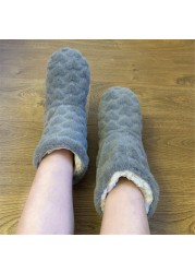 women cotton slippers winter warm feel ce indoor floor shoes socks love style slip-on soft non-slip female plush shoes