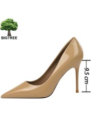 BIGTREE Shoes Woman Fashion Pumps Patent Leather High Heels Stiletto Heels Occupation OL Office Shoes Sexy Heels Plus Size 43