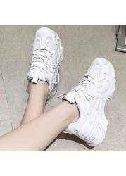 Lucifer White Platform Sneakers Women 2022 Spring Lace Up Thick Bottom Vulcanized Shoes Woman Comfortable Non-slip Casual Shoes Mujer