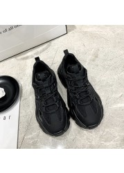 Women Shoes Woman Ins Trendy 2021 Spring New Internet Celebrity Versatile Black Sneakers With Chunky Sole For Students