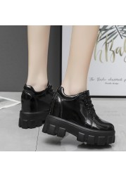 Rimocy Platform Chunky Ankle Boots For Women Height Increasing Thick Sole Gothic Shoes Woman Punk Style Patent Leather Socks