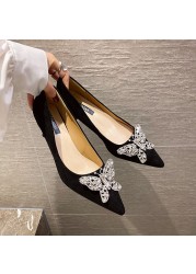 Rimocy Luxury Rhinestone Butterfly Women Pumps Sexy Pointed Toe Thin High Heel Shoes Woman Spring Summer Wedding Party Shoes