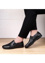 Genuine leather men's shoes fashion design casual shoes men's shoes soft breathable driving shoes slip-on loafers