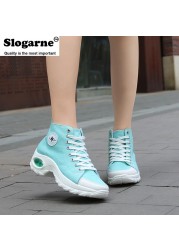 Women's Spring Summer Plus Size High Top Sneakers Women Height Increase Canvas Shoes Air Cushion Casual Sneakers Loafers