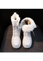 Rimocy Women Winter Ankle Boots Pu Leather Warm Plush Snow Boots Female Height Increasing Shoes Woman Zip Chunky Platform Booties