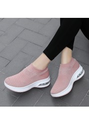 Ladies Air Cushion Shoes Lazy Comfortable Shock Absorbing Sneaker Soft Sole Breathable Casual Outdoor Shoes