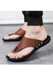 Slippers summer flip flops for men beach slippers sandals brown comfortable shoes non-slip bathroom shoes men slides