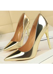 BIGTREE Shoes Woman Pumps Patent Leather High Heels Shoes Women Basic Pump Wedding Shoes Female Stiletto High Heels Women Shoes Plus Size 43