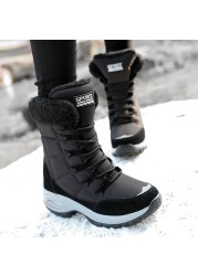 platform winter boots women keep warm plush fur flat non-slip waterproof comfortable snow boots woman black thigh high boots