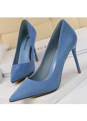 BIGTREE Suede Woman Pumps New High Heels For Women Office Shoes Fashion Stiletto Heels Women Basic Pump Plus Size 42 43