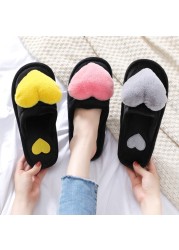 2021 Slippers Women Winter Heart Shoes Woman Slides Plush Home Slippers Ladies Indoor House Shoes Winter Warm Fur Slippers