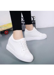 New white hidden wedge heels sneakers casual shoes woman high platform shoes women high heels wedges shoes for women