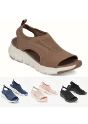 Women's summer mesh casual sandals ladies wedges outdoor shallow platform shoes female slip on light comfort shoes