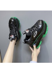 Rimocy Spring Black Chunky Sneakers Women Fashion Thick Bottom Vulcanized Shoes Woman Mesh Breathable Platform Sneakers Female