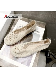 New Fashion Canvas Shoes Women Solid Platform Wedge Casual Loafer Flats Hollow Breathable Women Flat Shoes