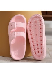 Lucifer Indoor Home Slippers Women Summer Shoes Simple EVA Soft Sole Flip Flops Woman Fashion Double Buckle Flat Sandals Mujer