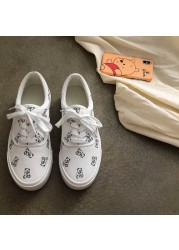 Women Shoes Kawaii Cartoon Women Flat Shoes Casual Sneakers Canvas Women Sneakers Girls White Vulcanize Designer Shoes