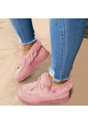 2021 winter thick bottom with fur warm cotton shoes women big size snow boots peas platform flat snow boots with socks