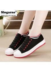 Student Sneakers Flat Canvas Shoes Lace Up Women Spring Classic Casual Sneakers Thick Sole Vulcanized Shoes Platform Shoes