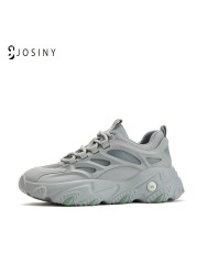 JOSINY Women's Sneakers Women's Sneakers Fashionable Girls Breathable Thick-soled Beige Gray Sneakers