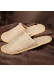 5 Pairs Home Guest Casual Disposable Adult Anti-slip Accommodation Linen Soft Slippers Travel Hotel Gift Unisex Spa Comfortable