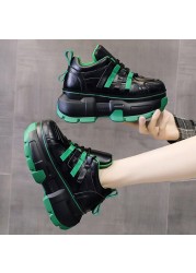 Lucifer High Platform Sneakers For Women Spring Autumn 8cm Chunky Heels Casual Shoes Woman Lace Up Vulcanized Shoes Female 2022