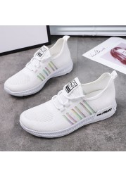 Women's Sneakers Flying Woven Lightweight Soft Sole Lace-up Casual Breathable Mesh Shoes Spring Autumn Zapatillas Mujer