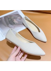 2022 Women's Shoes Autumn Single Shoes Fashion Knitted Pointed Shoes Flat Bottom Comfortable Plus Size 43