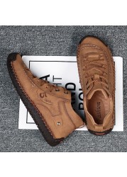 2021 New Men's Mid Top Fashion Comfortable Shoes Spring Autumn Lace-up Casual Male Shoes Handmade Classic Sale Classic Flats