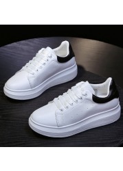 2022 New Genuine Leather Women Platform Sneakers Autumn Fashion Sport Little White Shoes Ladies Vulcanized Shoes Plus Size 44