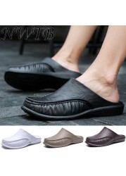 Men Slippers Slip On Flat Shoes Fashion Beach Sandals Home Shoes Size 40-47 Slippers For Home Men Autumn Casual Shoes Loafers