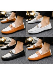 ZYYZYM Spring Autumn Men Casual Shoes Leather Trend Versatile Soft Sole Simple Loafers #D09