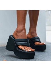 wedges flip flops black plus size platform shoes women new sexy nightclub high heels sandals height increase slippers women