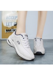 Genuine Leather Running Shoes Women Air Cushioning Casual White Sneakers Damping Non-slip Female Trainers Walking Sports Shoes