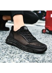 Men's vulcanized shoes walking shoes breathable hollow out summer sports quick-drying flat shoes