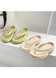 Summer women flip flops thick bottom non-slip sole high heel sandals men couples outside indoor bathroom beach home slippers