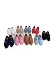 luxury designer women high quality LP walking lamb suede loafers round toe man soft sole comfortable drive flat shoes unisex